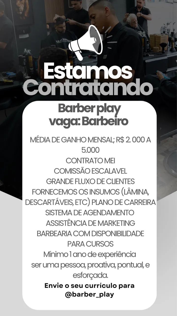 Vaga para barbeairo 