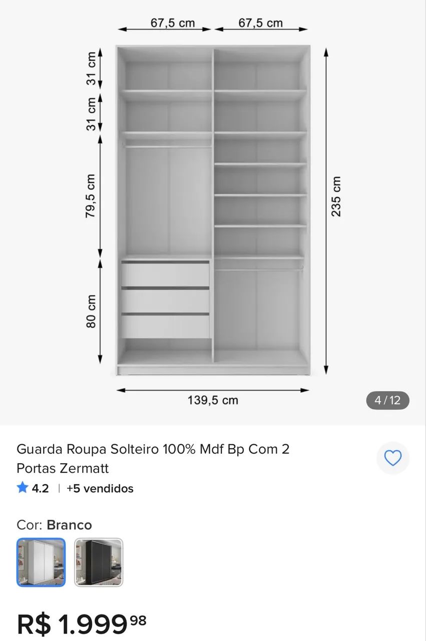 Guarda roupa 100% MDF  - Foto 4