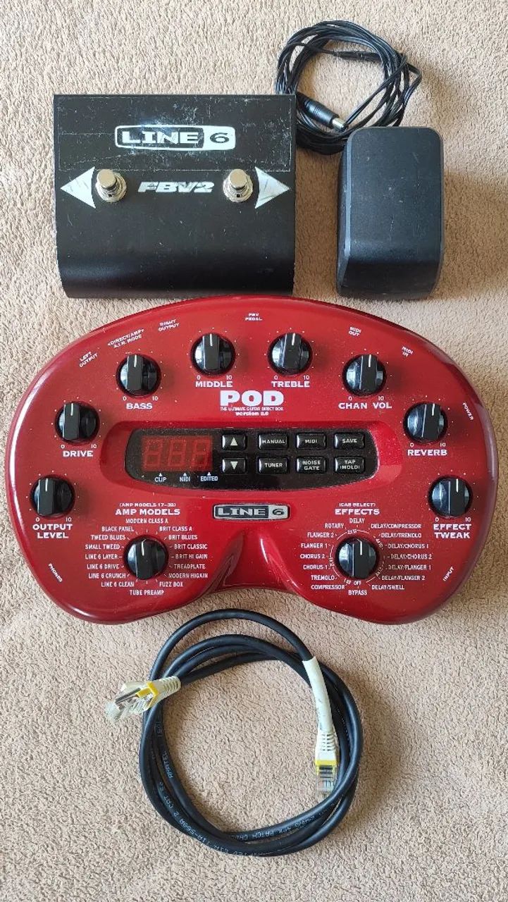 LINE 6 POD 2.0 + Foot + fonte e cabo 