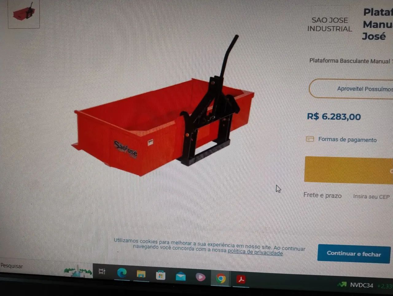 Plataforma hidráulica trator 1,6 m - Foto 2