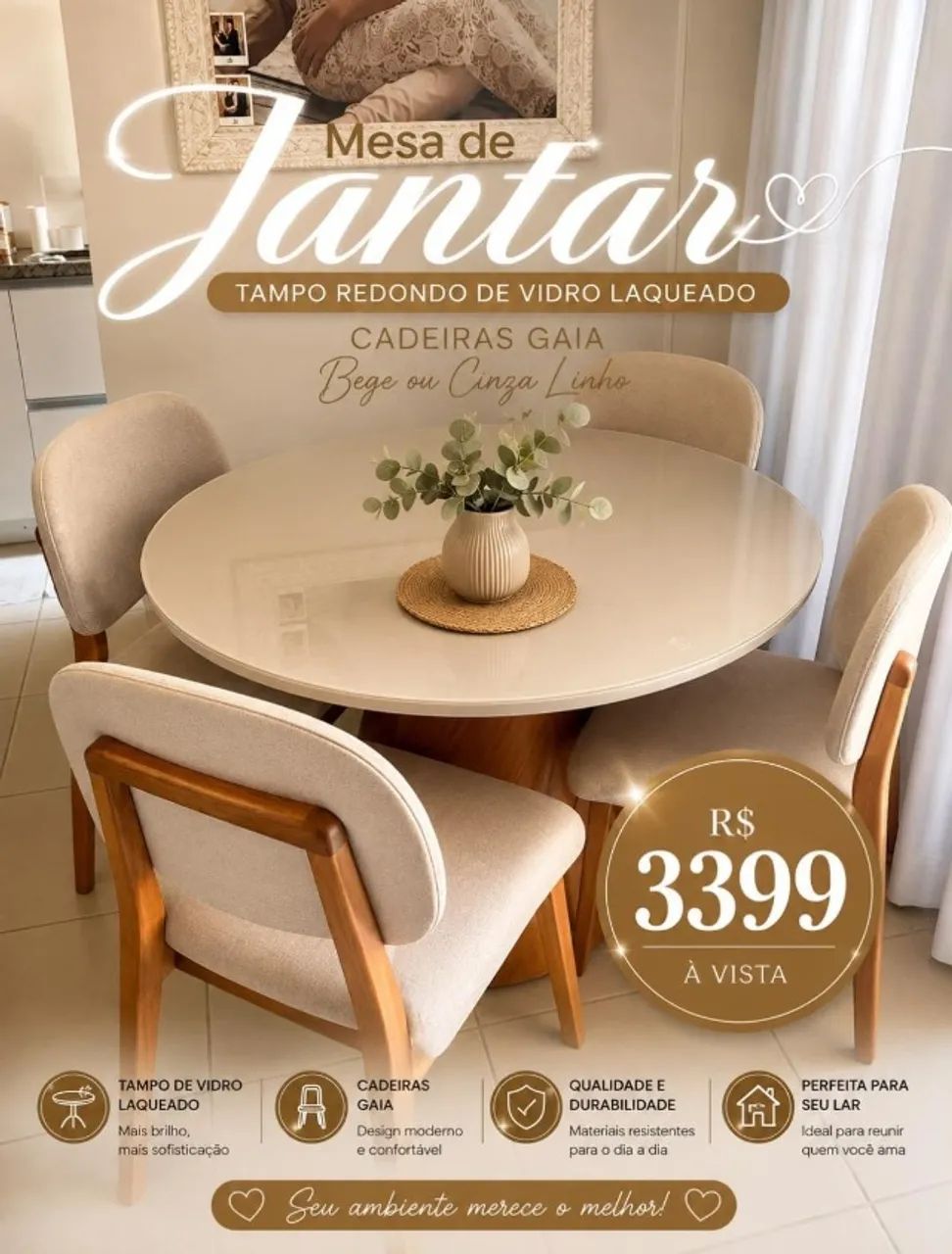 Mesa de Jantar Bueno + cadeiras Gaia