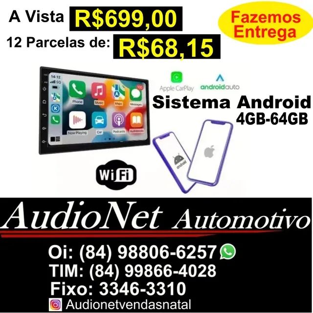 Multimidia Android 7 Polegadas 4Gb-64Gb Carplay Android Auto Sem Fio Gps Integrado Qled - Foto 2