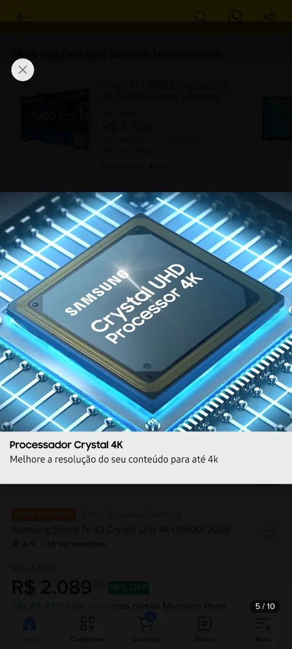 Tv samsung 43" 4K Crystal UHD - Foto 4