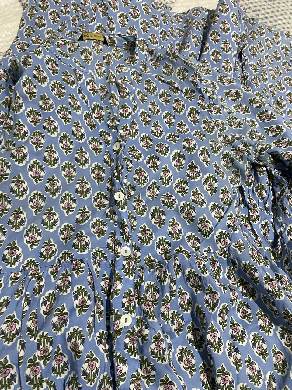 Vestido azul estampado de manga  - Foto 3