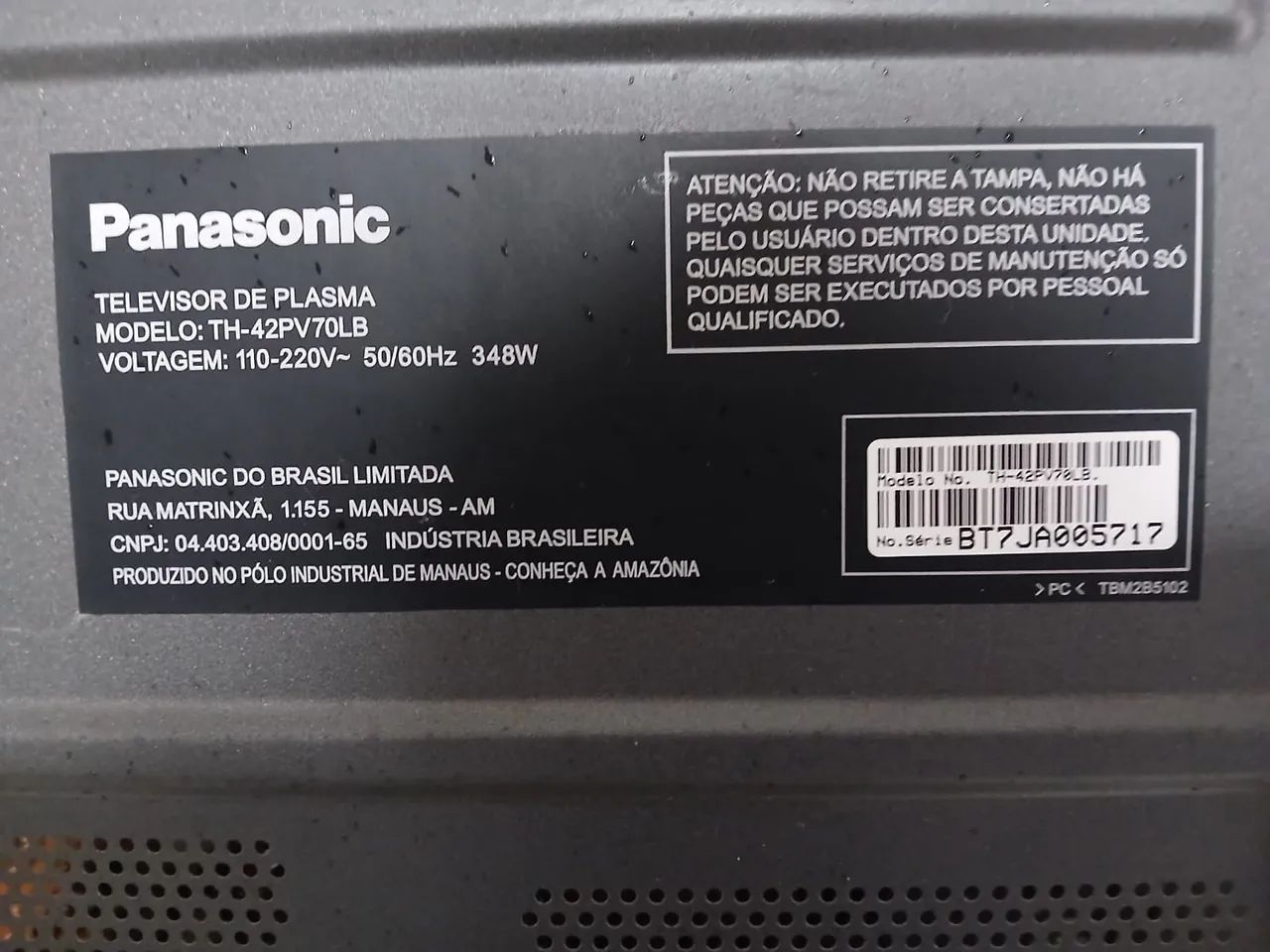 Tv Panasonic com Defeito para retirada de peças 