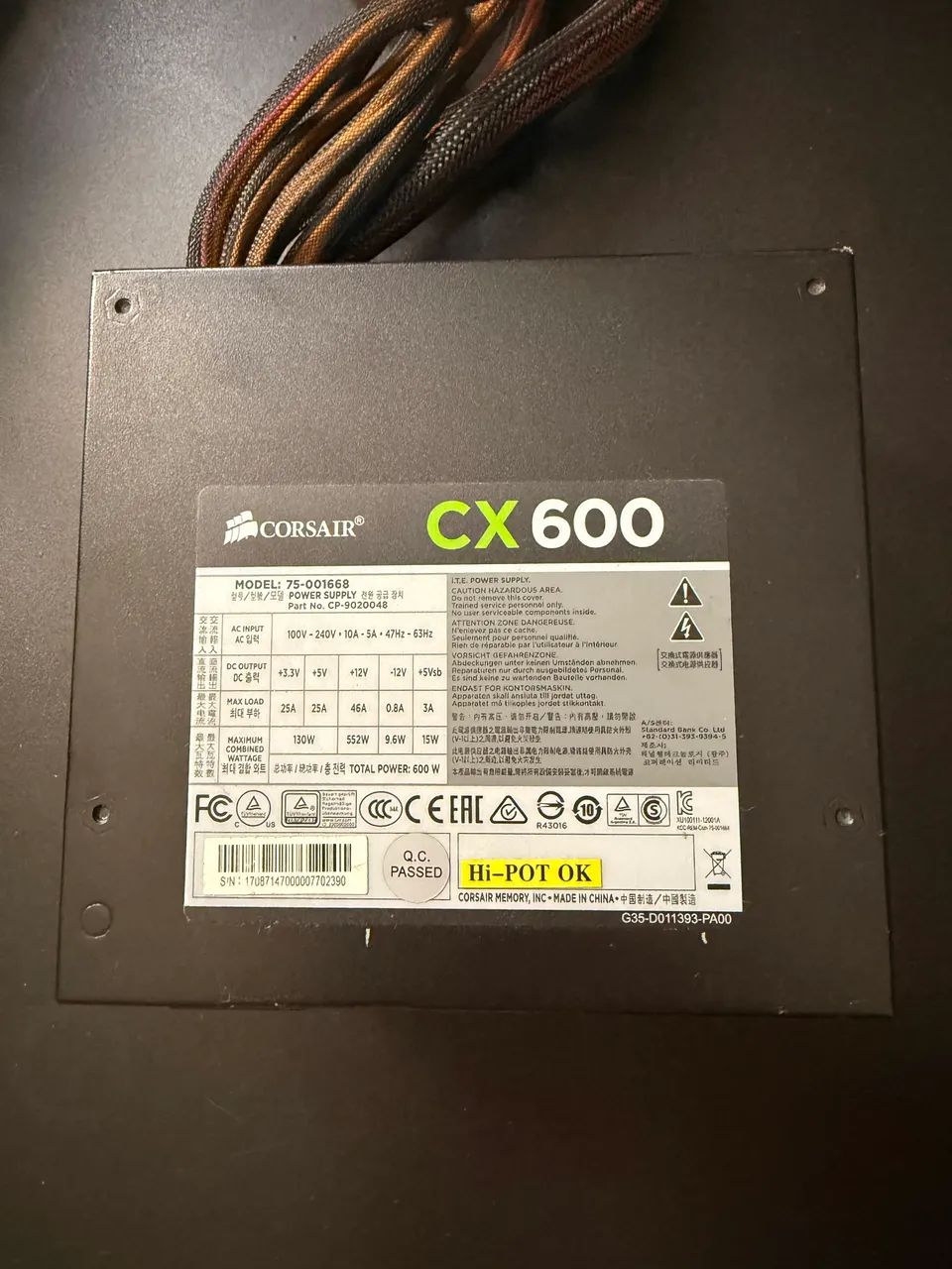 Fonte Corsair CX600