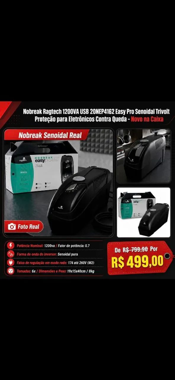 Nobreak 1200va senoidal puro trivolt automático