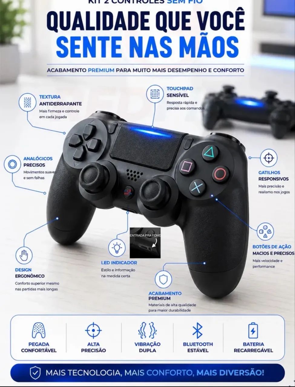 Controle PS4 - Foto 4