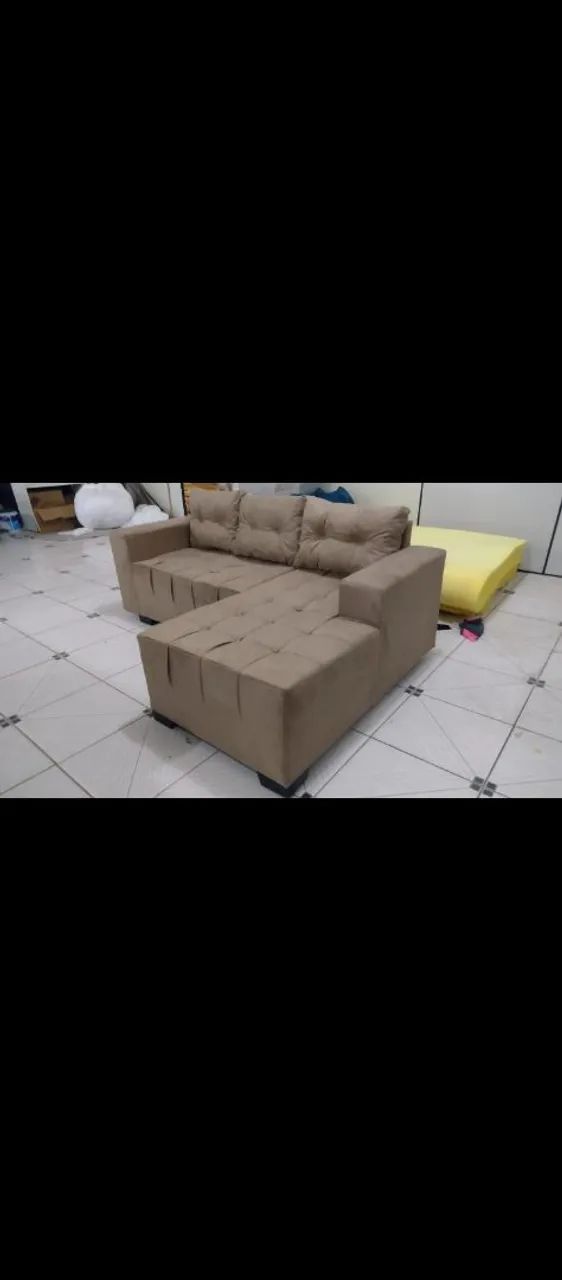 Sofá chaise 3 lugares+ puff de brinde entrega grátis ? pronta entrega 