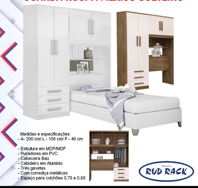 Quarto roupeiro modulado casal ou solteiro  - Foto 3