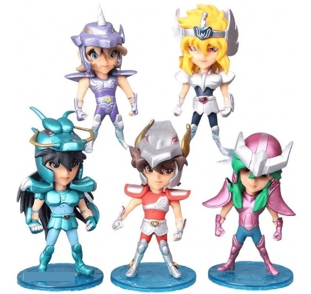 Bonecos Cavaleiros do Zodiaco Seiya Shun Shiryu Hyoga Jabu Figuras Miniatura Action Figure