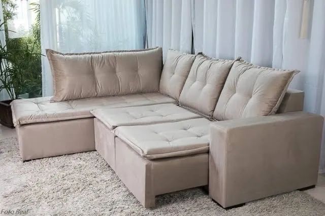 Sofá de Canto Denver Retratil 5 Lugares em Suede fp6 - Foto 3