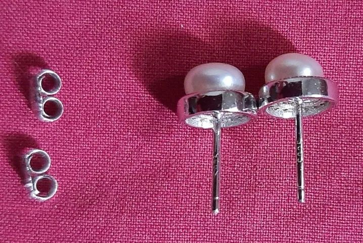 Brinco de prata 925 com zircônia e pérola artificial - Foto 3