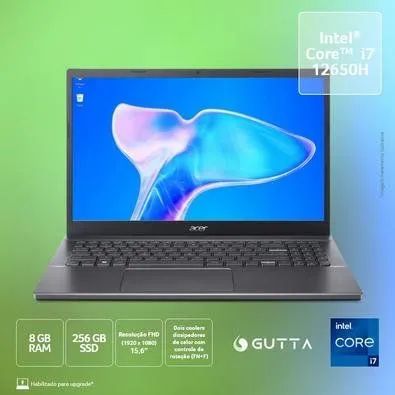 NOTEBOOK NOVO E LACRADO - ACER ASPIRE 5 - i7 de 12th - Foto 3