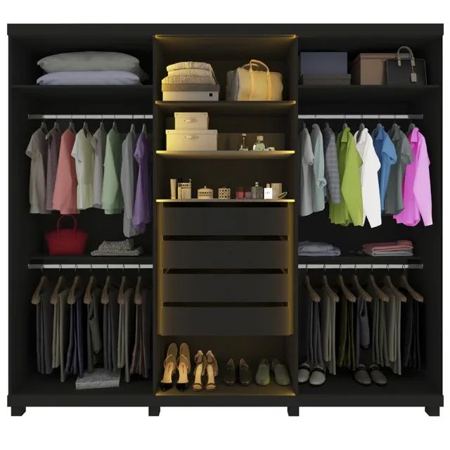 quarto armario roupeiro casal 100% mdf com led  - Foto 3