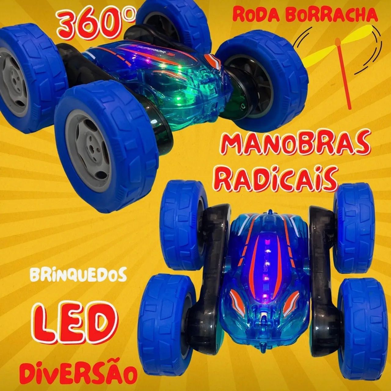Carrinho Controle Remoto Maluco Radical 4x4 360º Led Criança - Foto 5