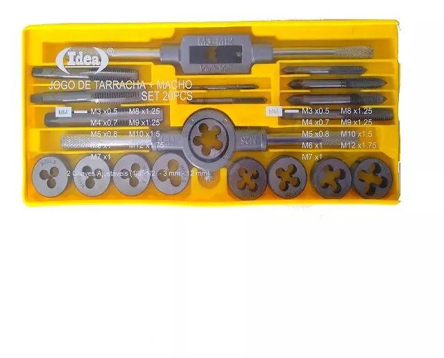 jogo de tarracha id-6374h  e macho e femea abre rosca 20pçs idea