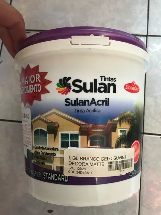 Tinta Acrílica SulanAcril Branco Gelo Suvinil Decora Matte 2,4 Litros