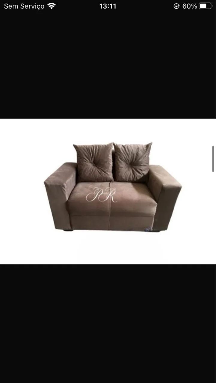 Sofá de 2 Lugares em Suede Bege