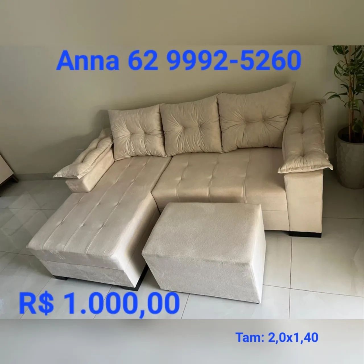 Sofá  com puff e chaise 