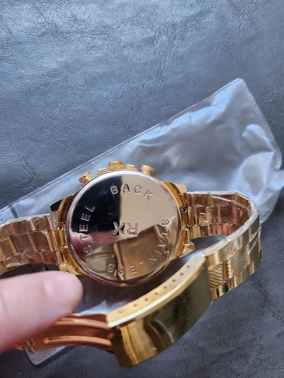 Relógio Dourado Estiloso Masculino - Foto 3
