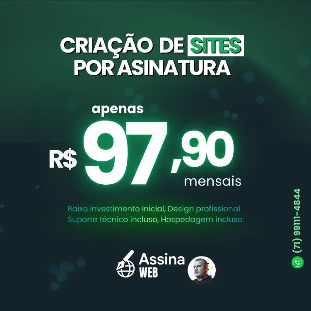 Criação de Sites por assinatura, apenas 97,90 mes