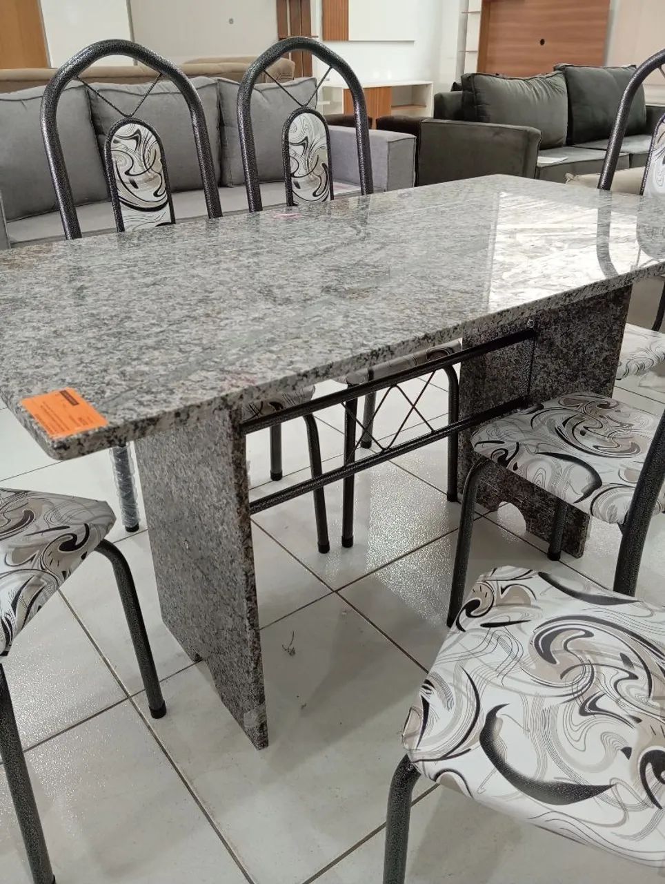 Conjunto Mesa 6 Cadeiras de Granito 140x75 Retangular  - Foto 3