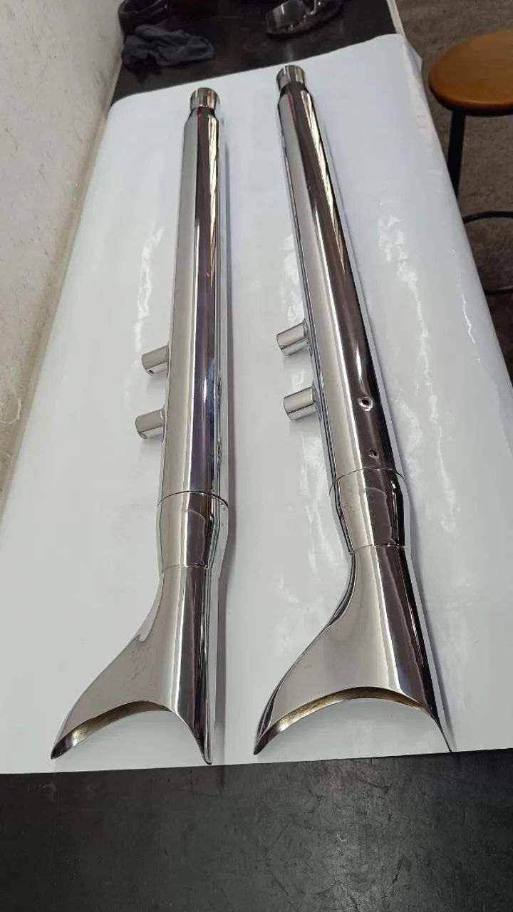 Ponteiras Rabo De Peixe cromado para linha Touring até 2017 - Foto 2