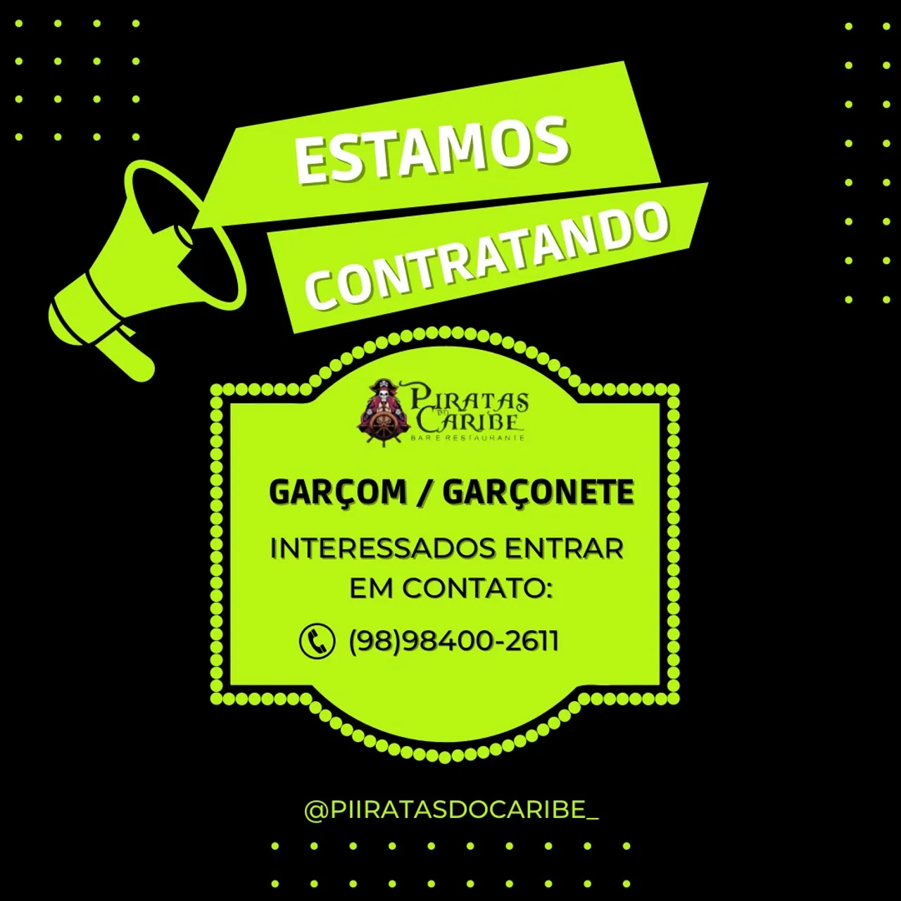 VAGAS GARÇOM 