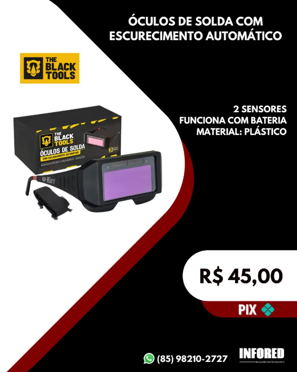 Óculos de solda com escurecimento automático