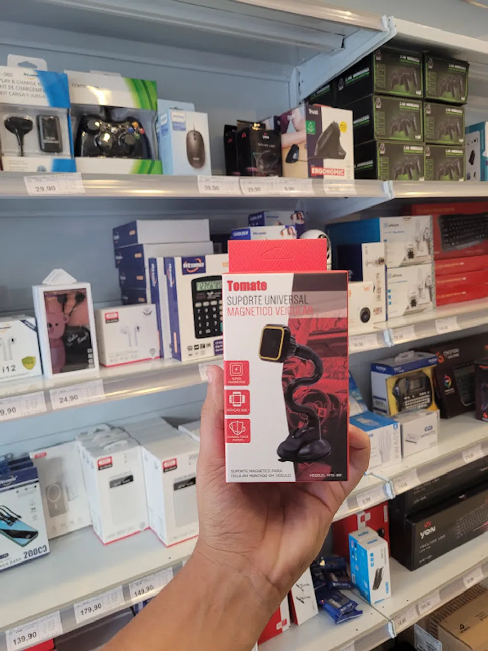 Suporte De Celular Veicular Magnético Articulado Imã Potente TOMATE MTG-081