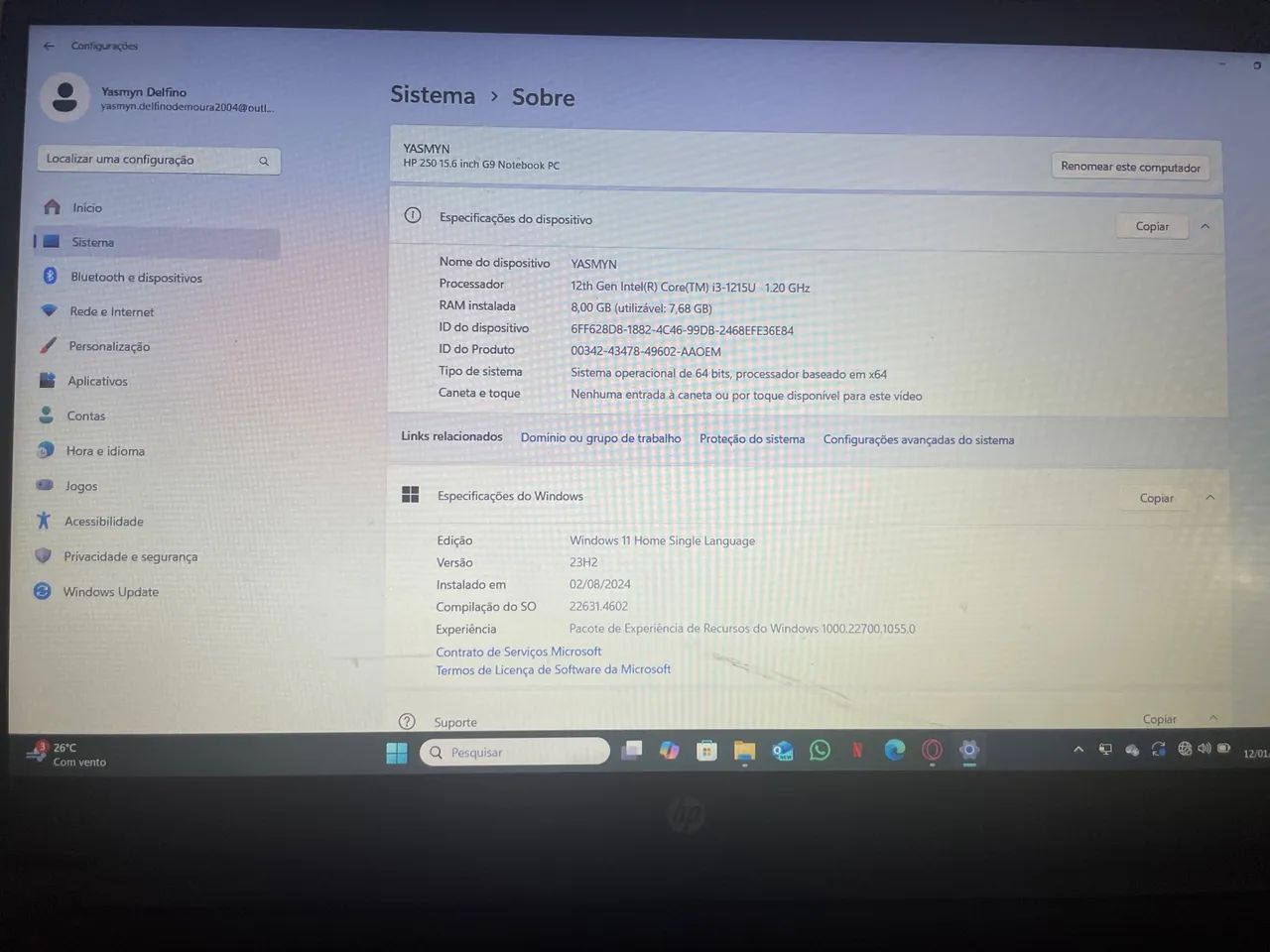 Notebook HP Intel Core i3 8GB 256GB SSD 15,6 polegadas - Windows 11 - Foto 4