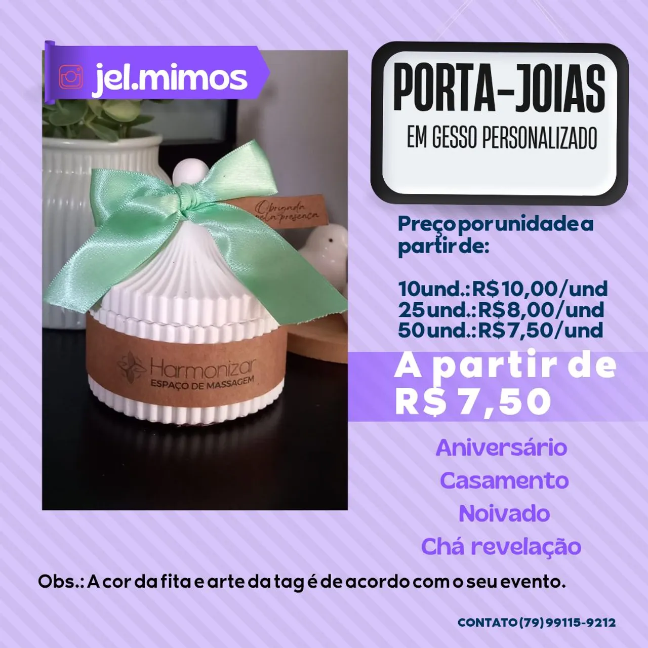 Porta Joias em Gesso Personalizado - Lembrancinhas