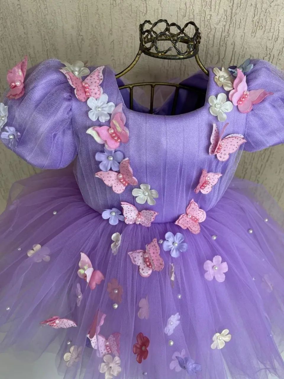 Vestido Infantil Lilás com Detalhes de Borboletas - Foto 5