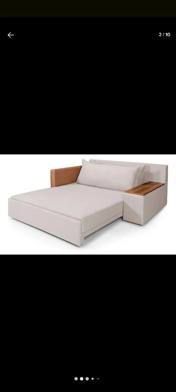 Sofá-cama Casal 2 Lugares Com Baú Lateral Panamá Linho Ge... Cor Gelo