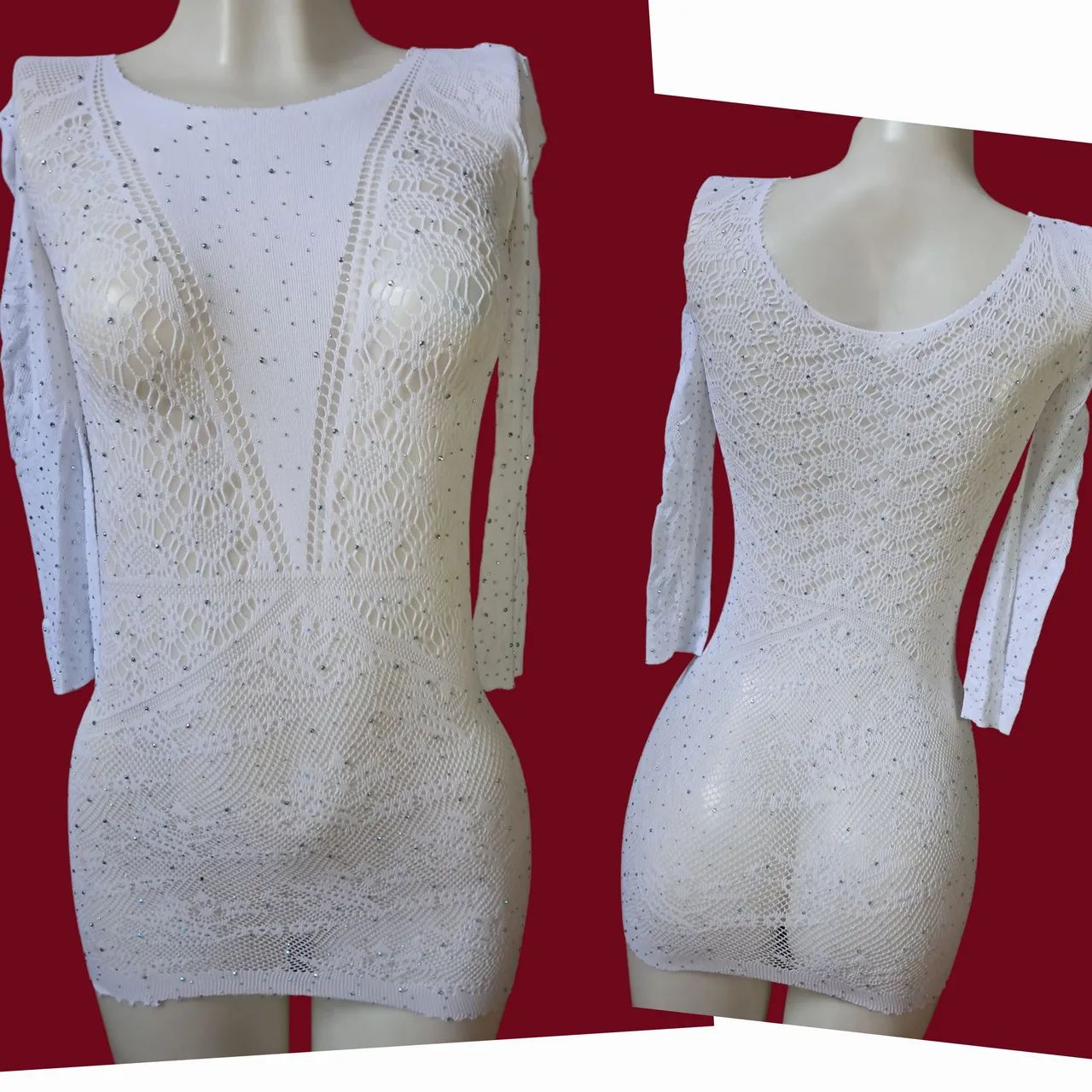VESTIDO BRANCO/TULE EM MEIA/COM BRILHO 