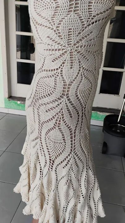 Vestido artesanal  Crochê Casamento/ Versátil nude - Foto 3