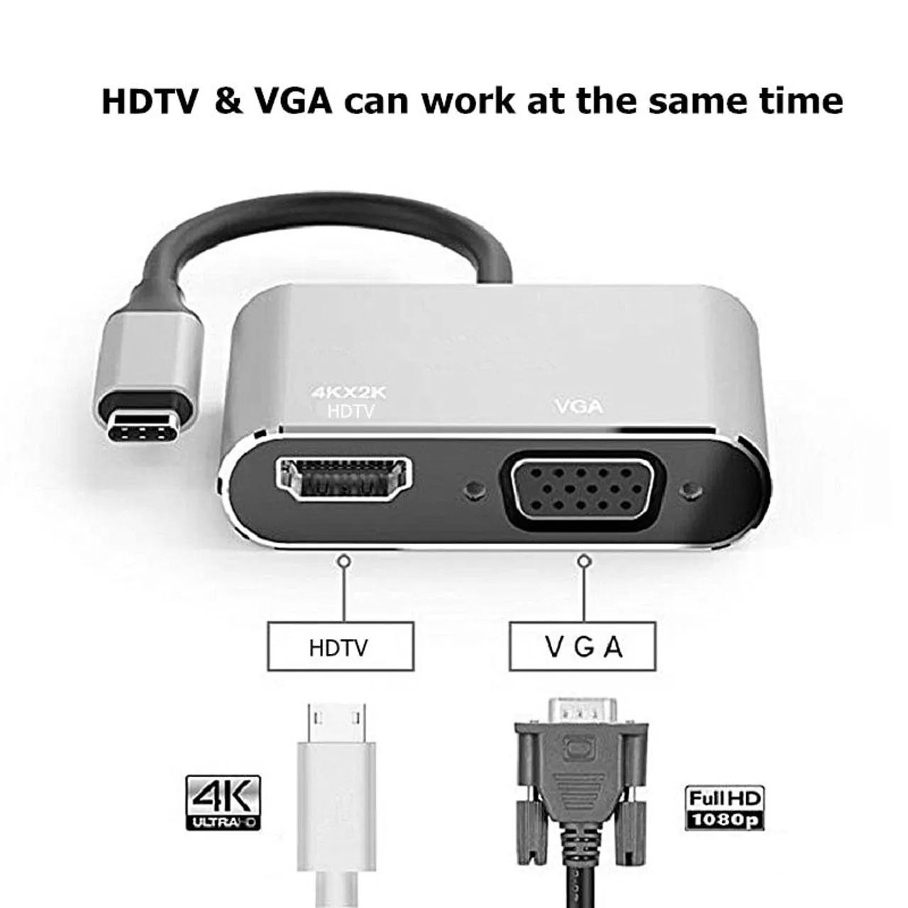 Hub USB-C 4 em 1 - HDMI, VGA, USB 3.0 e PD 100W - Foto 4