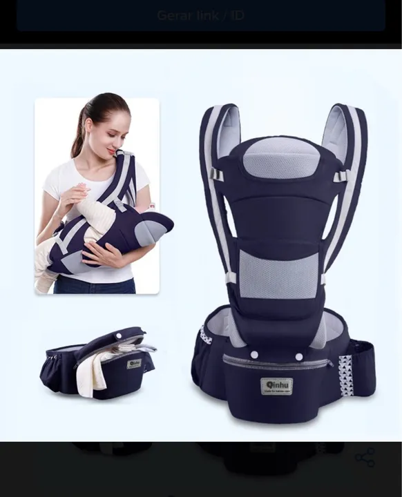 Canguru Qinhu Seguro Ergonômico C/ Apoio Na Cintura- NOVO- Cor Azul Marinho