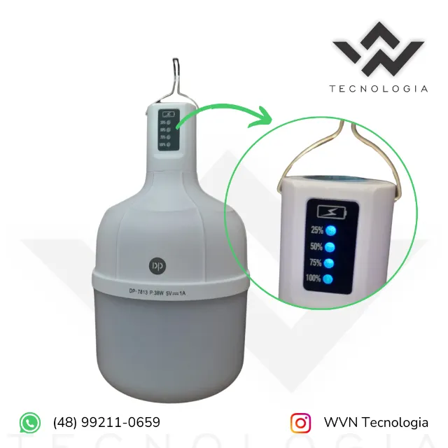Lâmpada Led Recarregável Portátil Camping Emergência 38w 4000mAh
