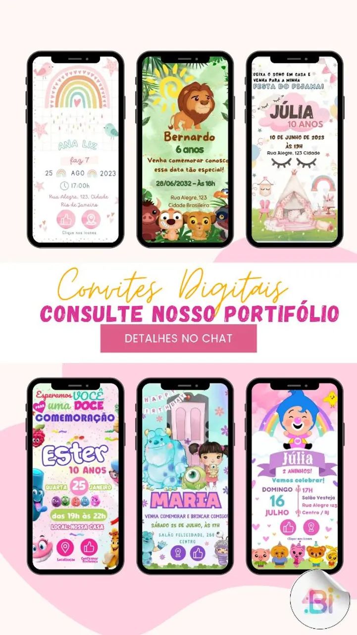 CONVITE DIGITAL SIMPLES/ INTERATIVO/DESENHOS