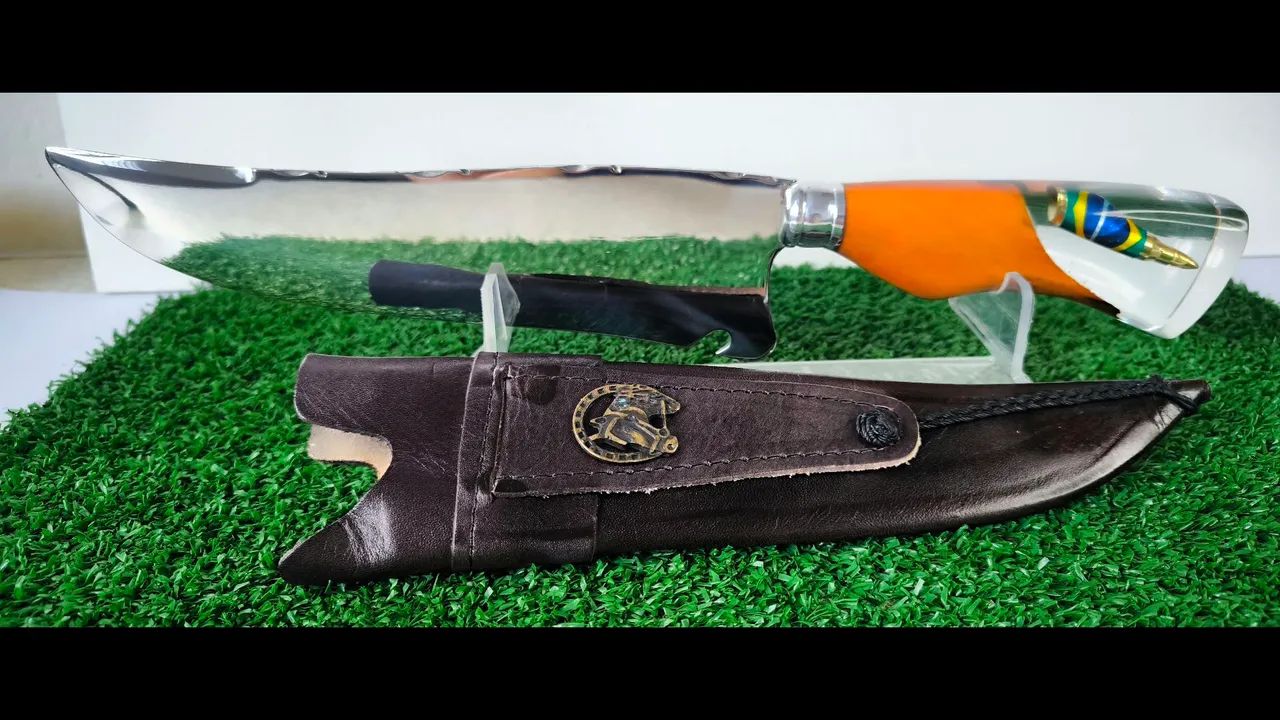 Faca Picanheira Artesanal - Lâmina de Aço Impecável e Cabo de Epóxi Personalizado! - Foto 4