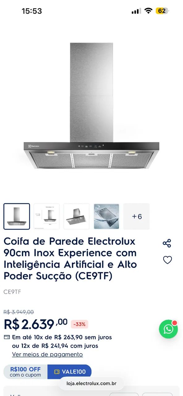 Coifa de parede electrolux NOVA - Foto 4