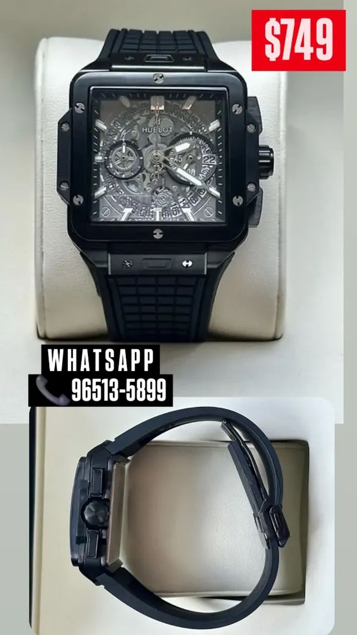 Relógio HUBLOT SQUARE BANG ALL BLACK MULTIFUNCIONAL  - Foto 3