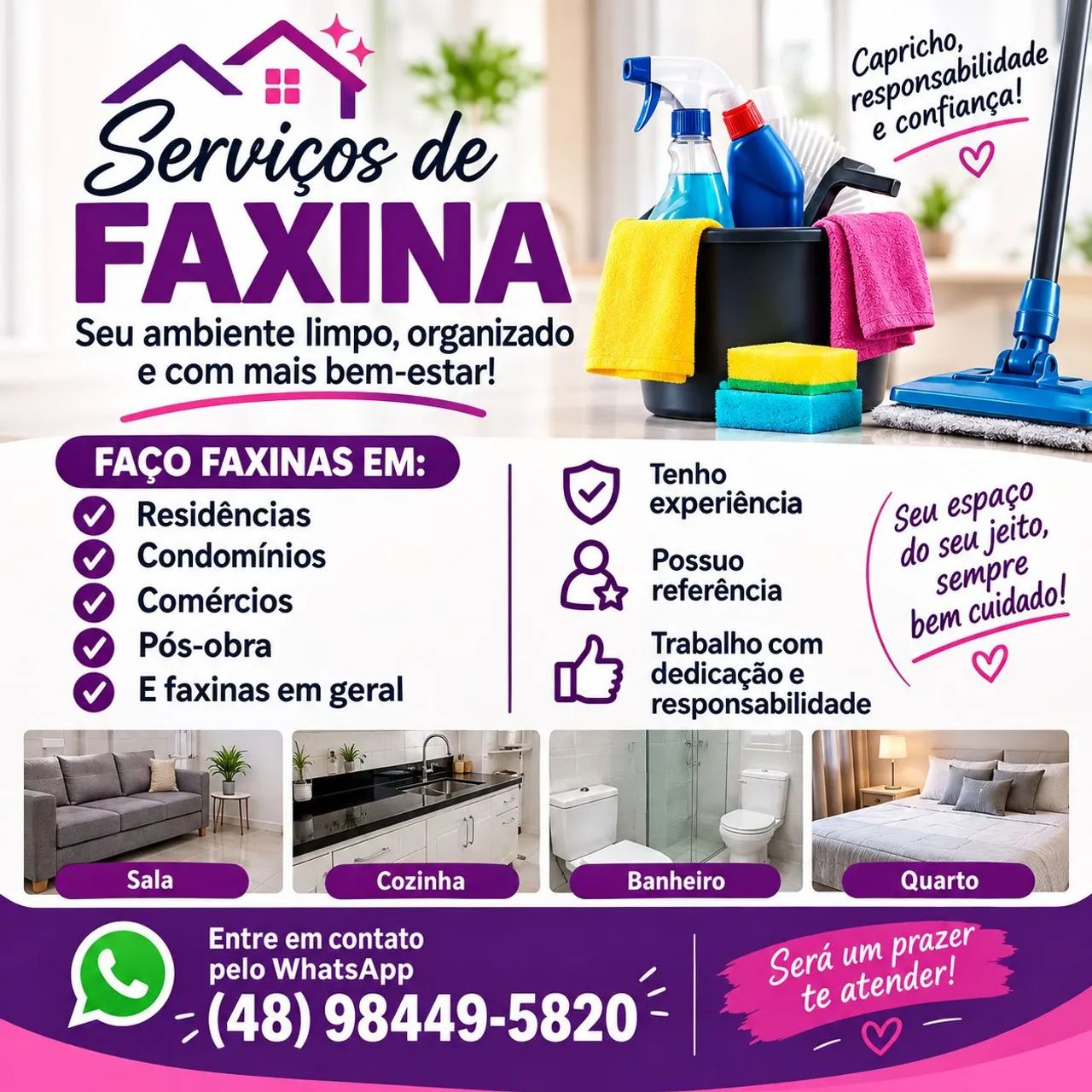 Ofereço meu serviço de faxineira 