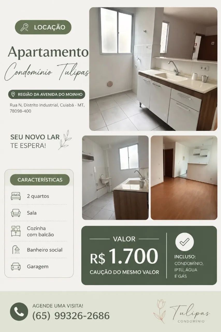 Apartamento para venda e locação , 2 quartos, Chapada das Tulipas Cuiaba