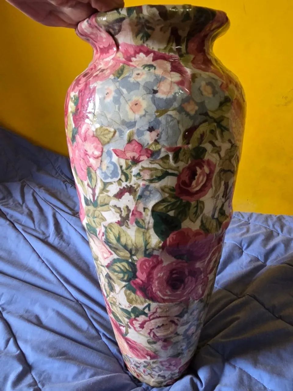 Vaso  de cerâmia  com decoupage  54cm - Foto 6