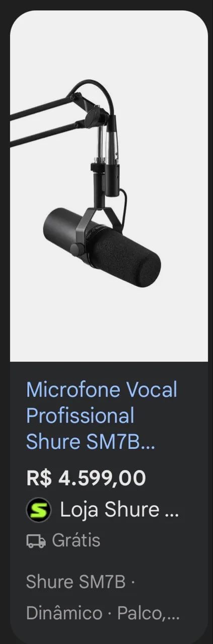 Microfone Shure Sm7B Original - seminovo - Microfones e Gravadores