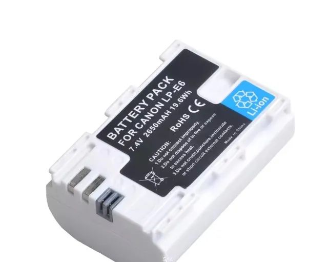 Bateria Lp-E6 Batmax 2650 Mah Lp-E6N Canon R8 R7 R6 6D 60D 7D Mk Ii 5D Mk Iv 80D 70D