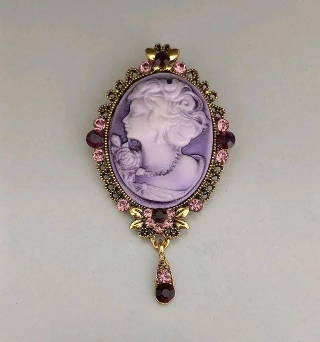 Broche de Camafeu Roxo Oval (novo)